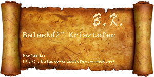 Balaskó Krisztofer névjegykártya