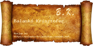 Balaskó Krisztofer névjegykártya
